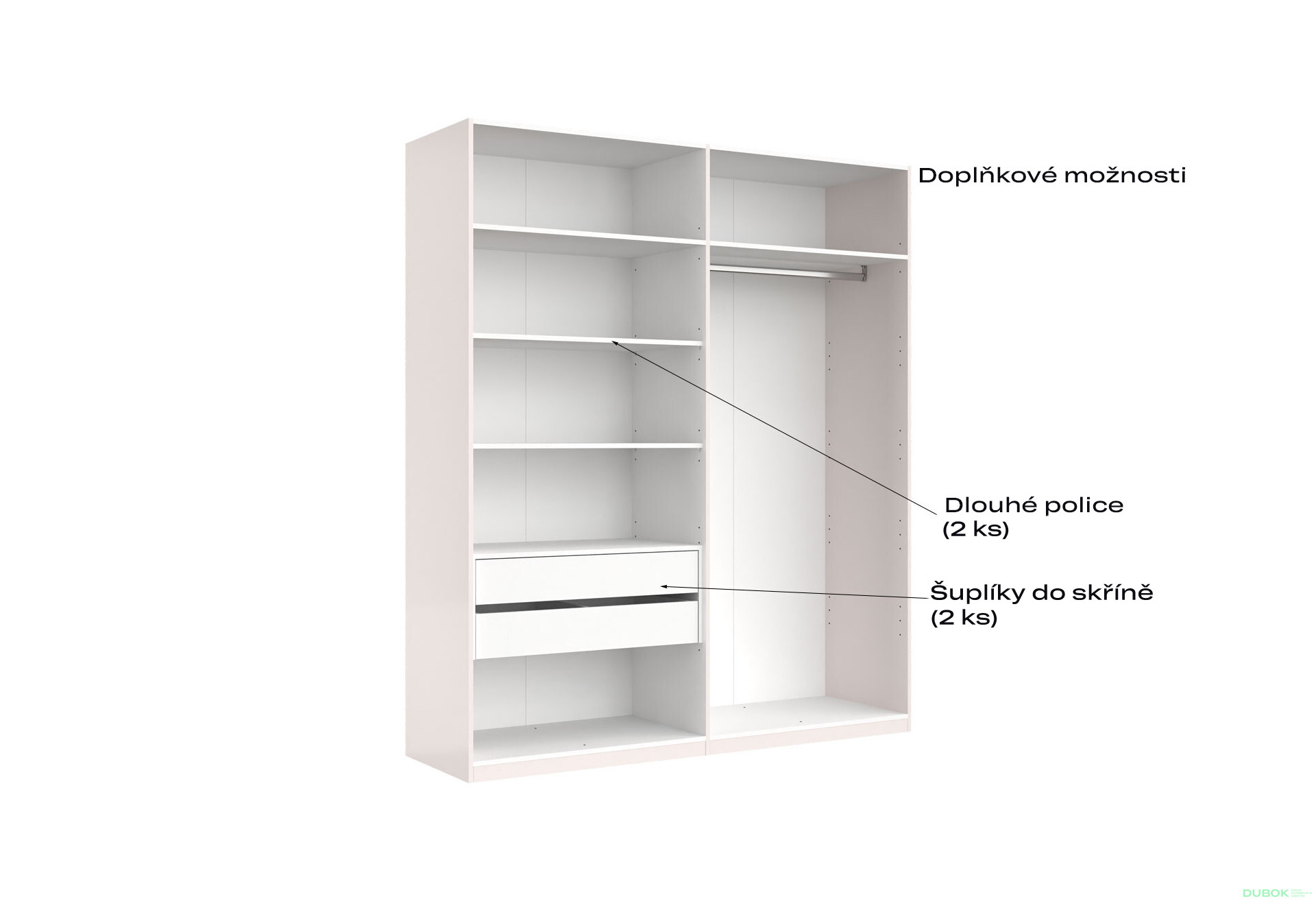 Skříň 4D (bez zrcadel), série N, bílý lesk Luiza - Fotografie 6 Fotografie 6 - Skříň 4D (bez zrcadel), série N, bílý lesk Luiza