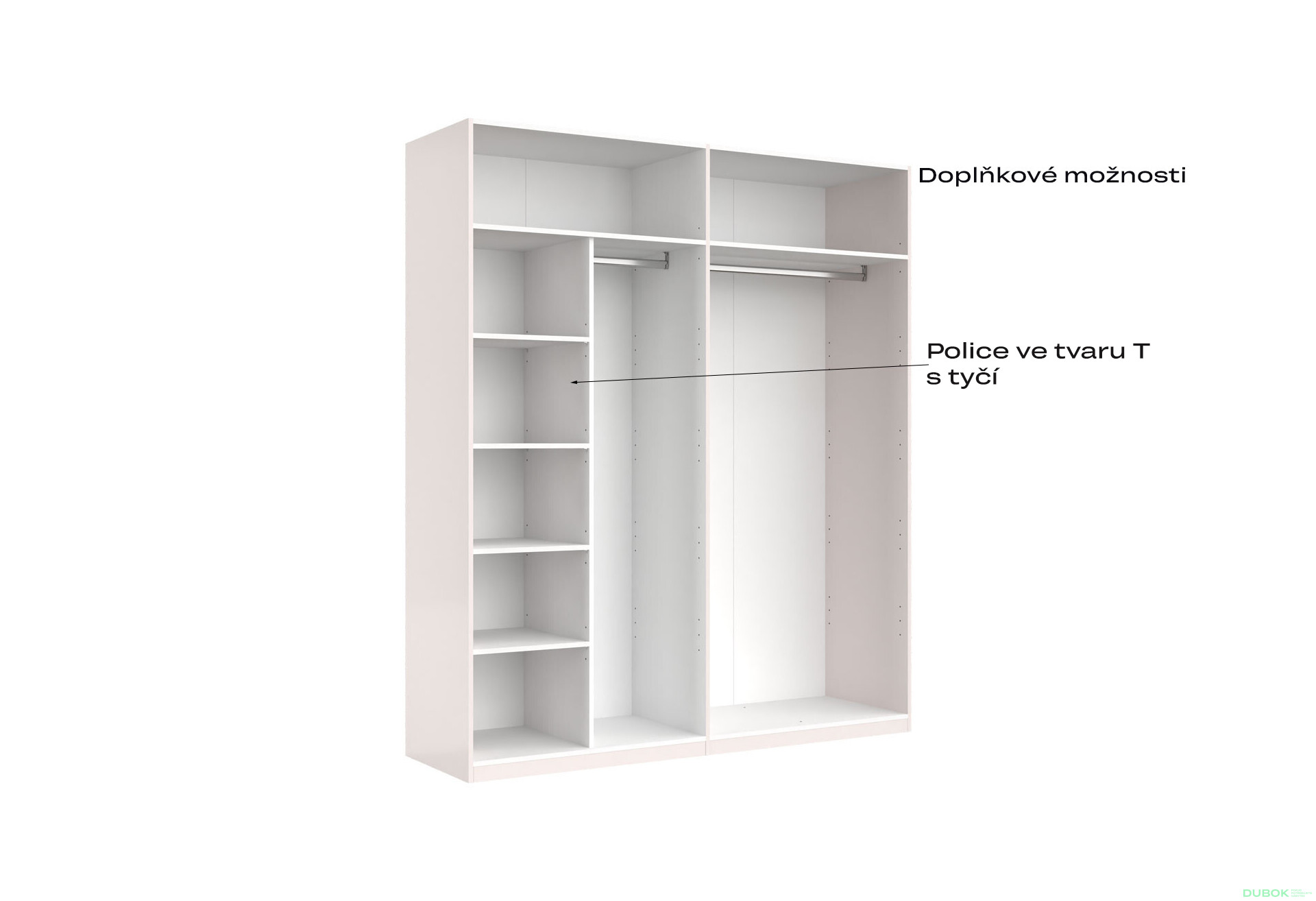 Skříň 4D (bez zrcadel), série N, bílý lesk Luiza - Fotografie 7 Fotografie 7 - Skříň 4D (bez zrcadel), série N, bílý lesk Luiza