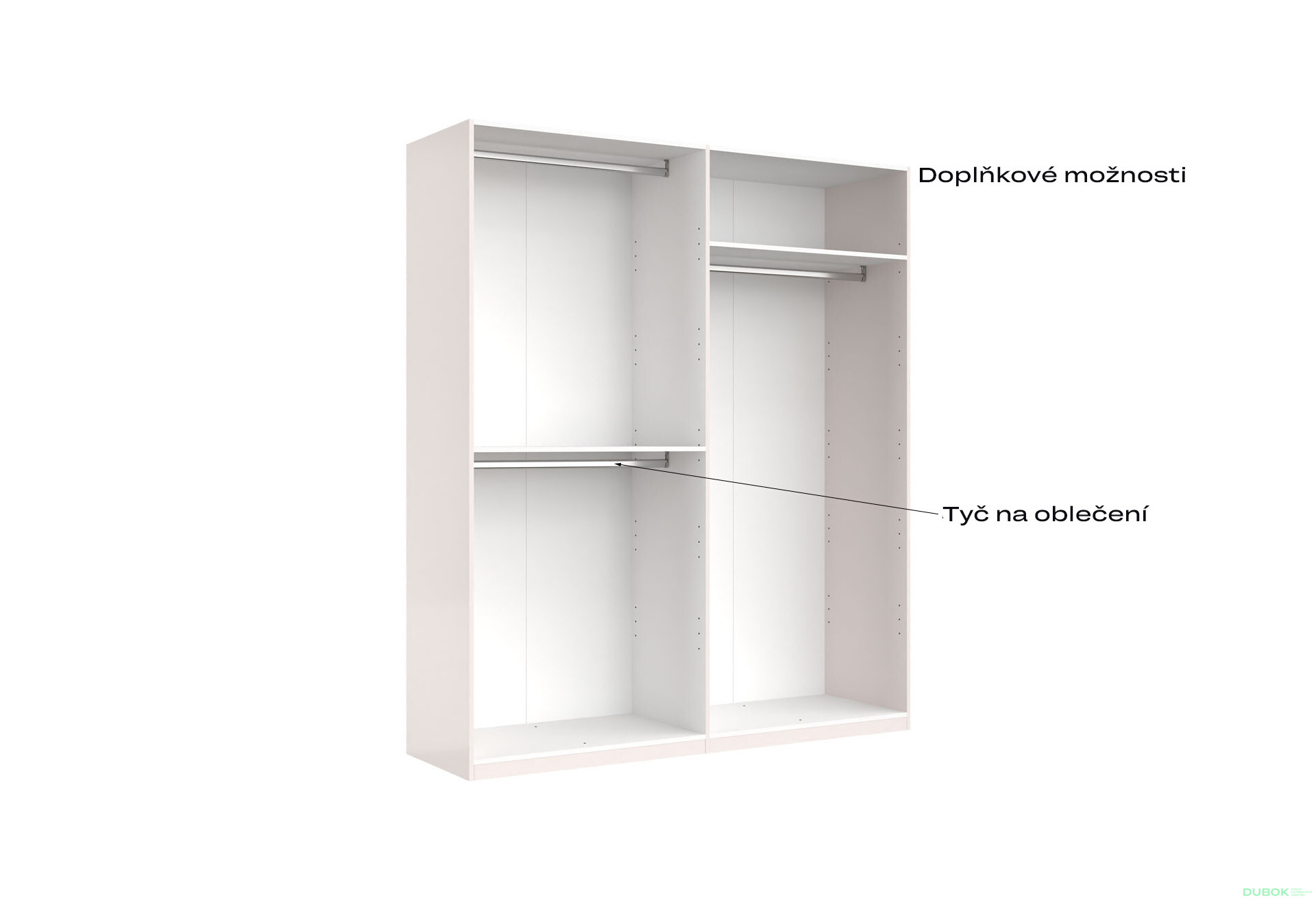 Skříň 4D (bez zrcadel), série N, bílý lesk Luiza - Fotografie 8 Fotografie 8 - Skříň 4D (bez zrcadel), série N, bílý lesk Luiza