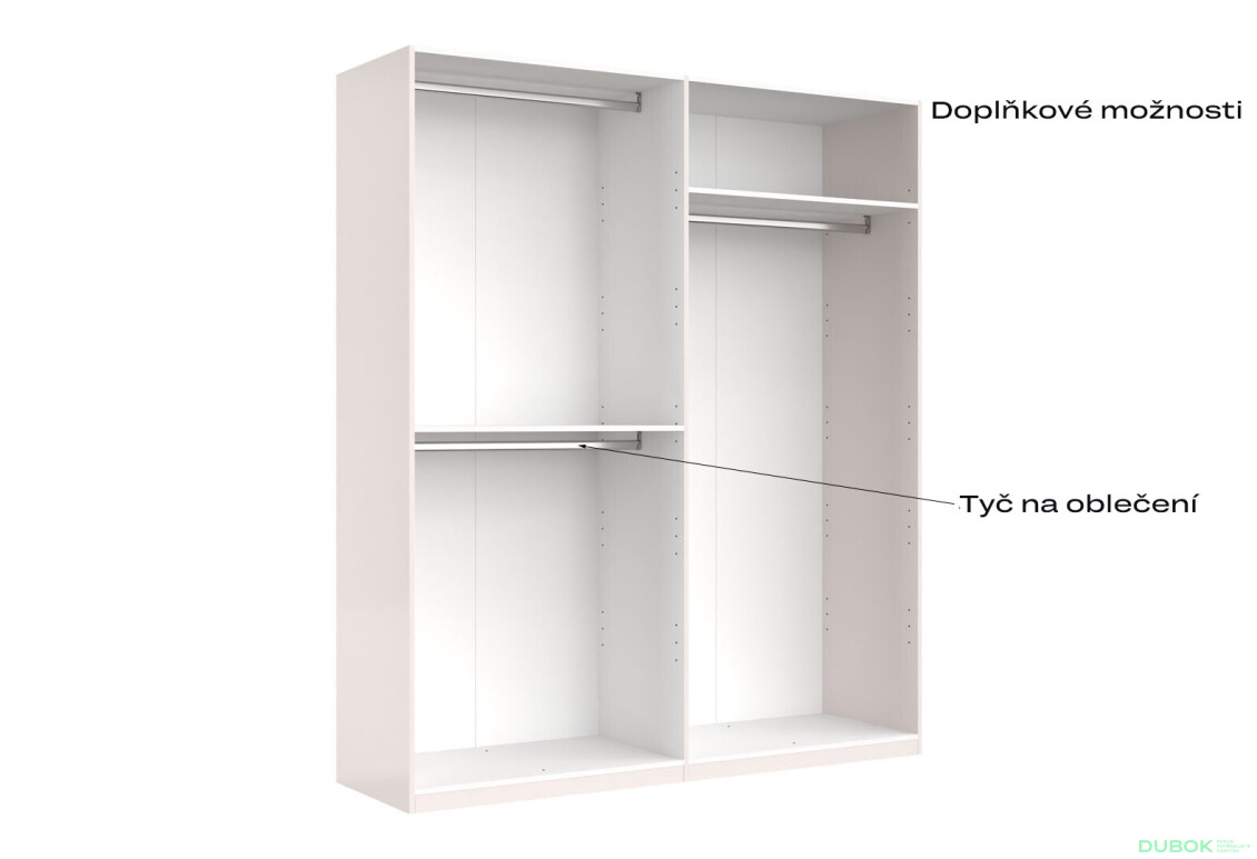 Skříň 4D (bez zrcadel), série N, bílý lesk Luiza - Fotografie 8 Fotografie 8 - Skříň 4D (bez zrcadel), série N, bílý lesk Luiza