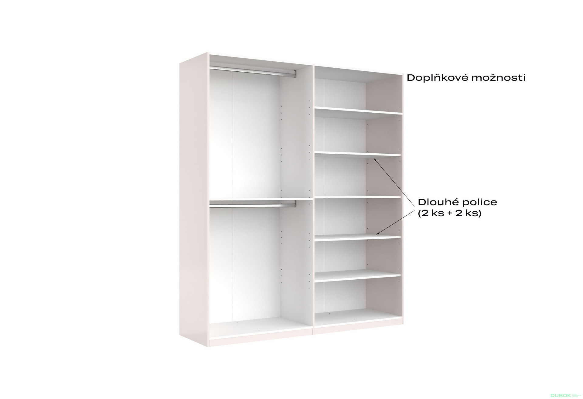 Skříň 4D (bez zrcadel), série N, bílý lesk Luiza - Fotografie 9 Fotografie 9 - Skříň 4D (bez zrcadel), série N, bílý lesk Luiza