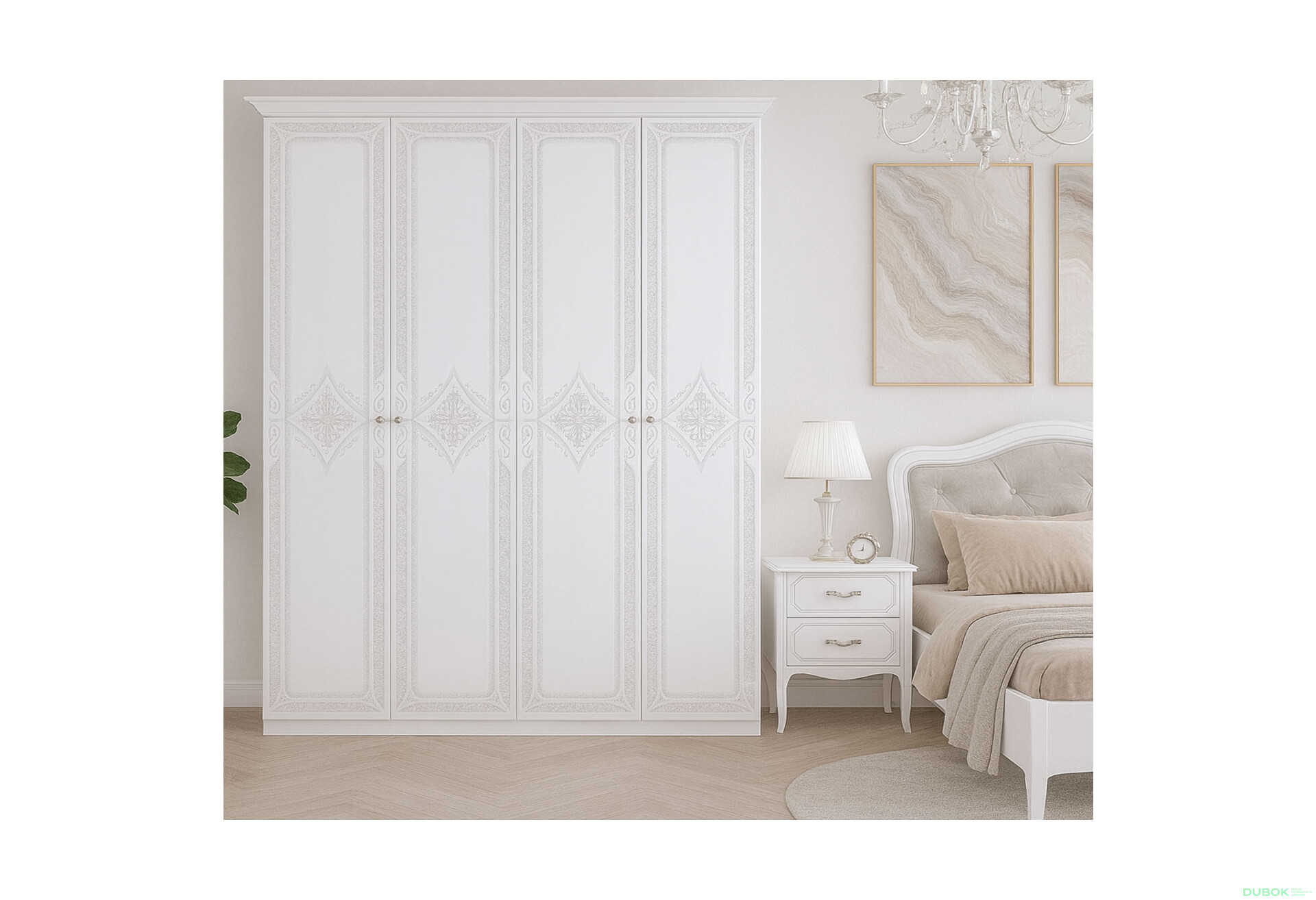 Skříň 4D (bez zrcadel), série N, bílý lesk Luiza - Fotografie 2 Fotografie 2 - Skříň 4D (bez zrcadel), série N, bílý lesk Luiza