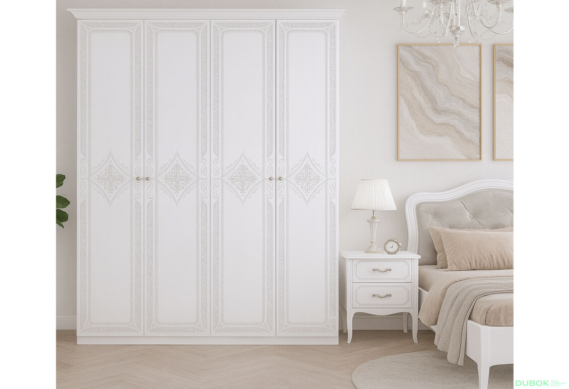 Fotografie 2 - Skříň 4D (bez zrcadel), série N, bílý lesk Luiza