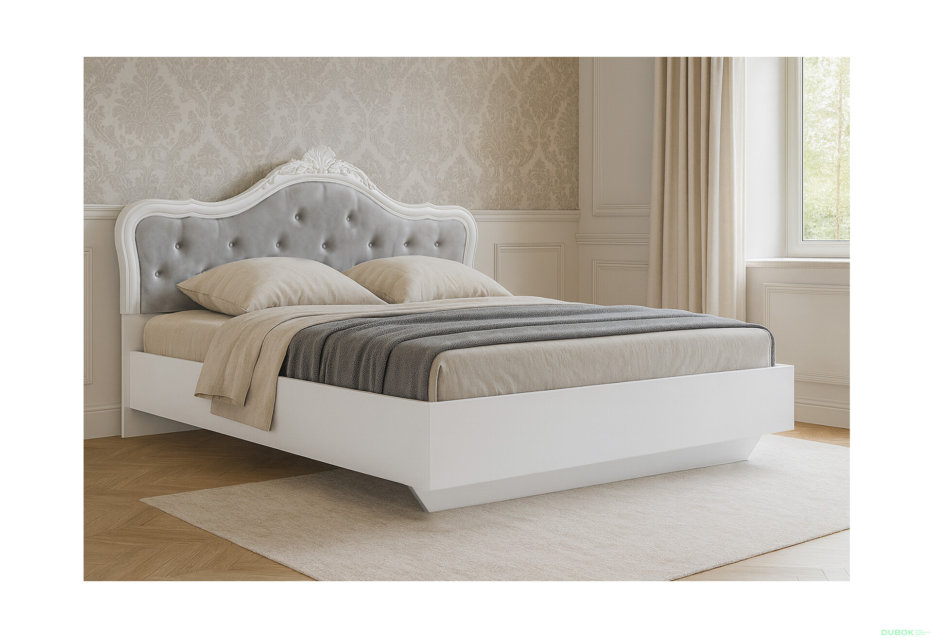 Fotografie 2 - Postel 160 bez roštu + koruna, bílá Luiza