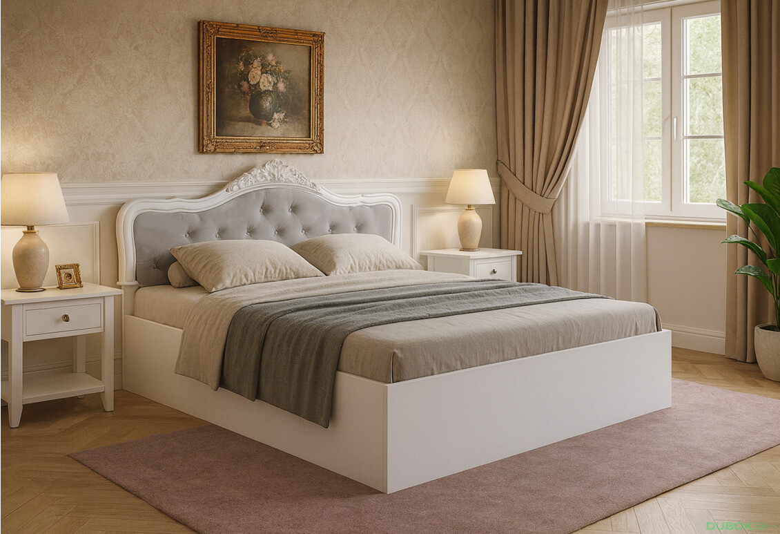 Fotografie 2 - Postel 160 výklopná s roštem + koruna, bílá Luiza