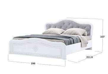 Postel 180 Lux bez roštu, bílý lesk Luiza