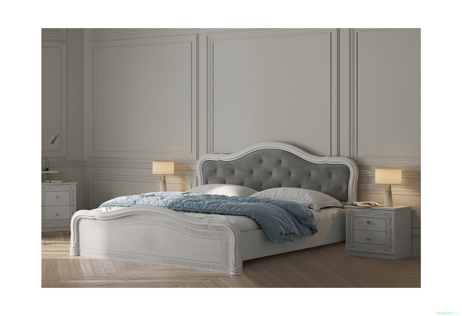 Fotografie 2 - Postel 160 Lux bez rámu, bílý lesk Luiza