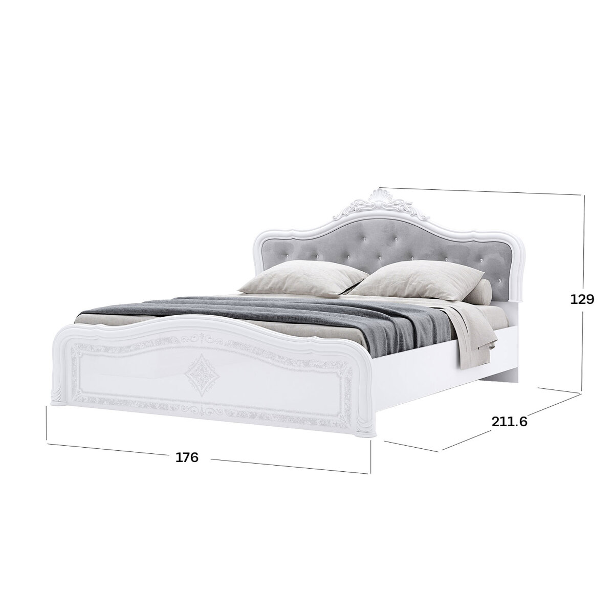 Postel 160 Lux bez rámu + koruna, bílá Luiza (obrázek 3)