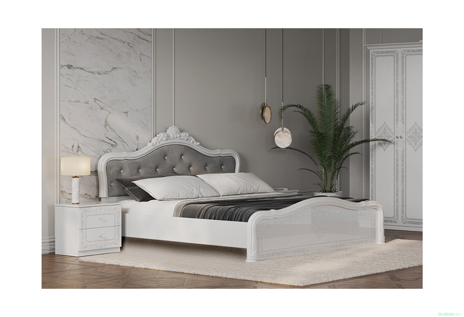 Fotografie 2 - Postel 160 Lux bez rámu + koruna, bílá Luiza