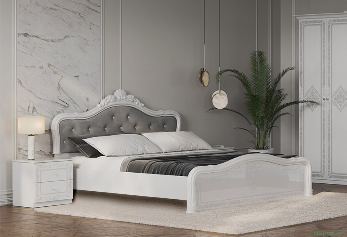 Fotografie 2 - Postel 160 Lux bez rámu + koruna, bílá Luiza