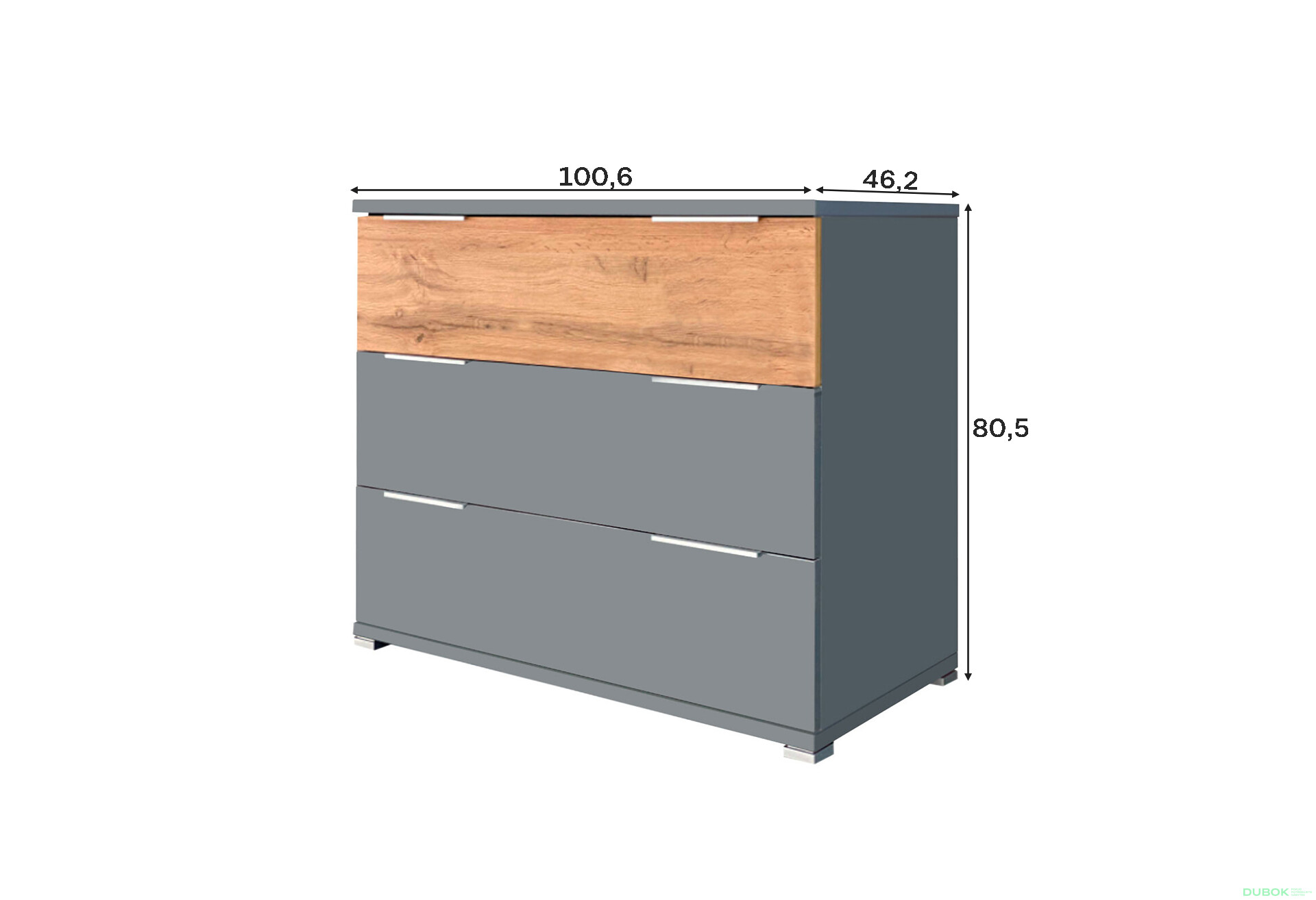 Fotografie 3 - Komoda 3š šedá břidlice / dub wotan Linz