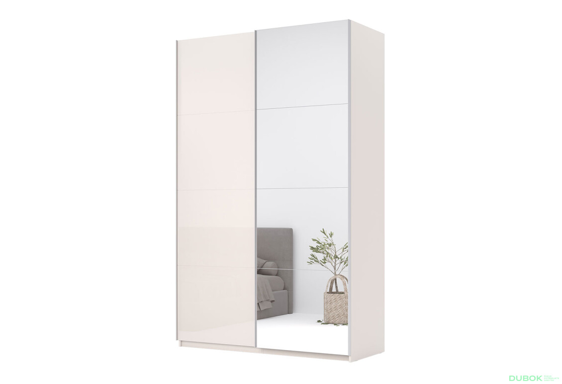 Skříň s posuvnými dveřmi Lili 1,5x2,4m (Dveře Lesklý Kašmír/Zrcadlo), série N Lily