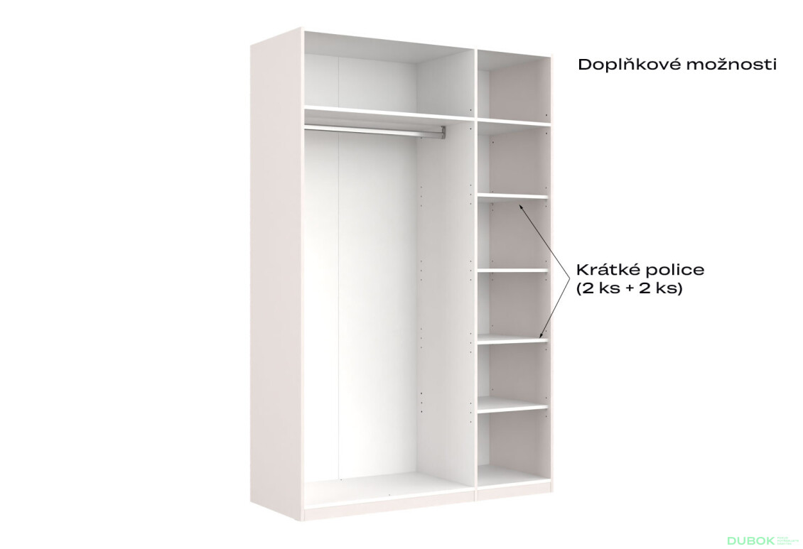 Fotografie 7 - Skříň 3dveřová bez zrcadel Lesklý kašmír série N Lily