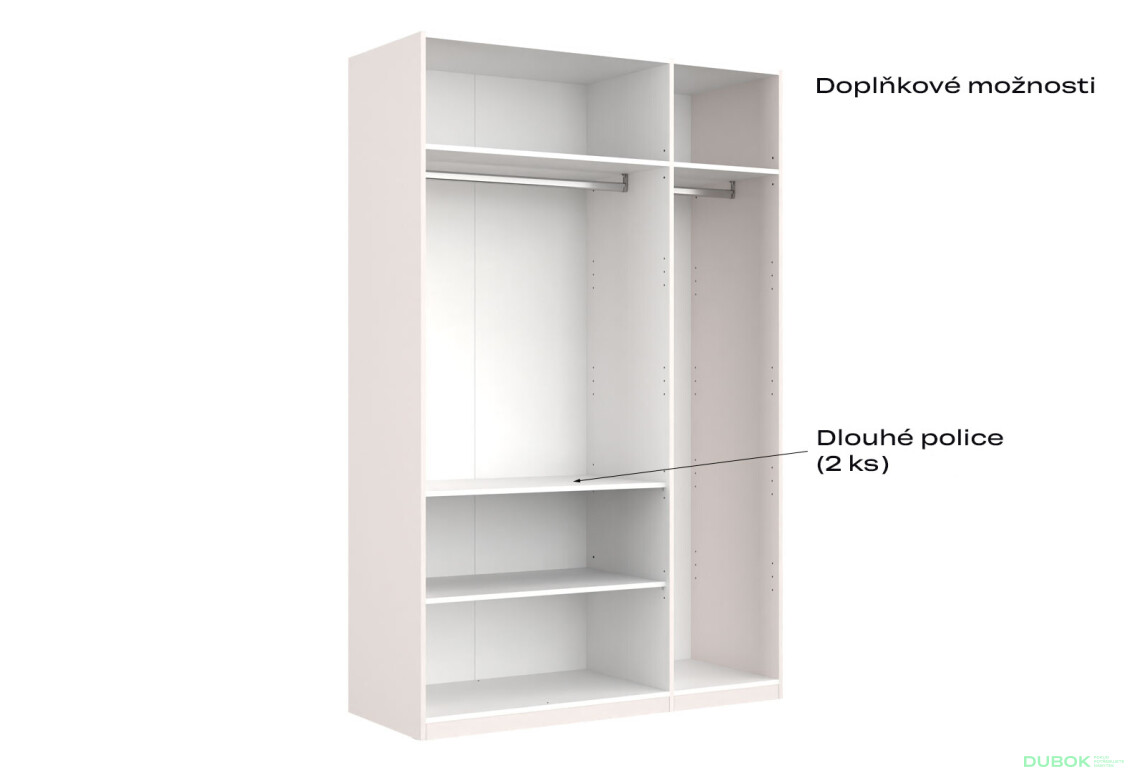 Fotografie 6 - Skříň 3dveřová bez zrcadel Lesklý kašmír série N Lily