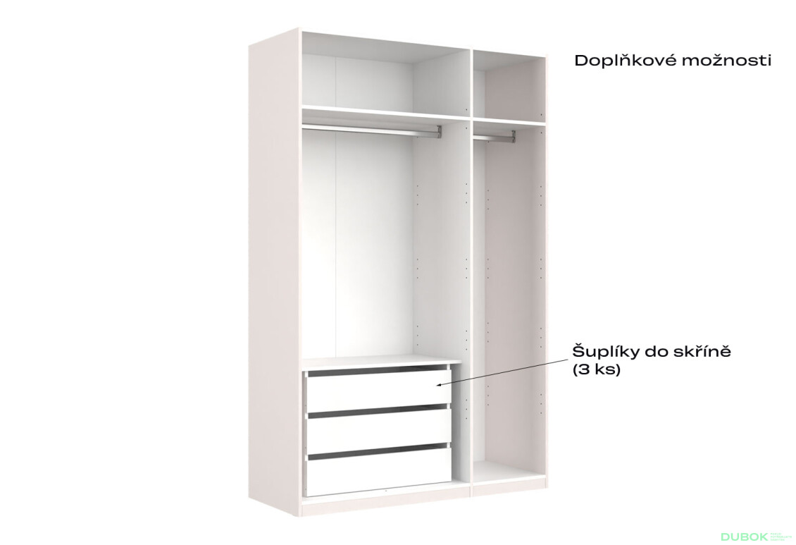 Skříň 3dveřová bez zrcadel Lesklý kašmír série N Lily - Fotografie 8 Fotografie 8 - Skříň 3dveřová bez zrcadel Lesklý kašmír série N Lily