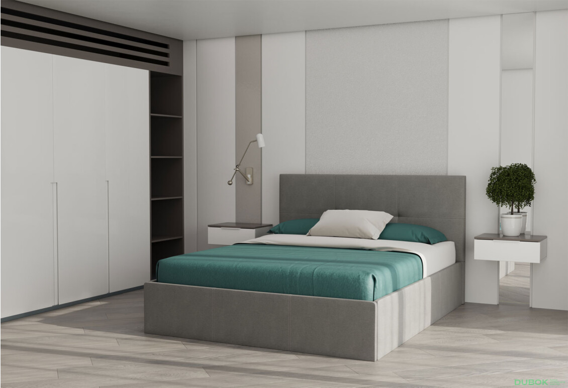 Čalouněná postel 180, výklopná s roštem, šedá Lily - Fotografie 2 Fotografie 2 - Čalouněná postel 180, výklopná s roštem, šedá Lily