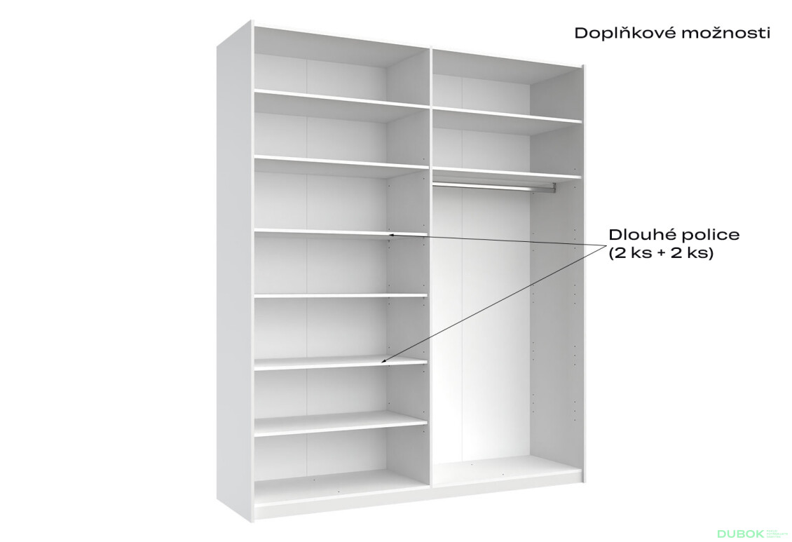 Fotografie 12 - Skříň s posuvnými dveřmi Lili 2,0x2,4m (Dveře Lesklý Kašmír), série N Lily