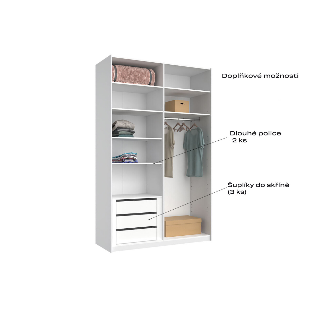 

Skříň s posuvnými dveřmi Lili 1,5x2,4m (Dveře Lesklý Kašmír), série N Lily