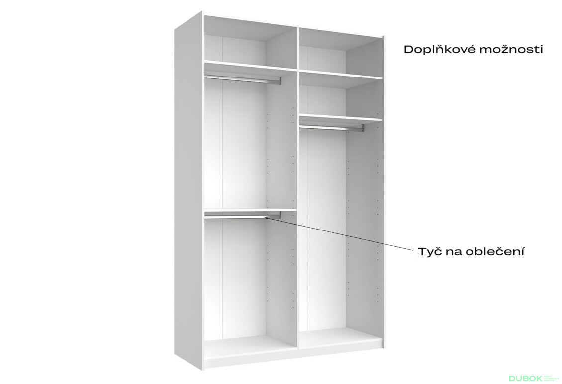 Skříň s posuvnými dveřmi Lili 1,5x2,4m (Dveře Lesklý Kašmír), série N Lily - Fotografie 7 Fotografie 7 - Skříň s posuvnými dveřmi Lili 1,5x2,4m (Dveře Lesklý Kašmír), série N Lily