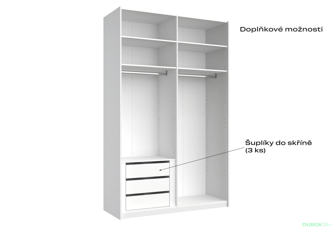 Skříň s posuvnými dveřmi Lili 1,5x2,4m (Dveře Lesklý Kašmír), série N Lily - Fotografie 8 Fotografie 8 - Skříň s posuvnými dveřmi Lili 1,5x2,4m (Dveře Lesklý Kašmír), série N Lily