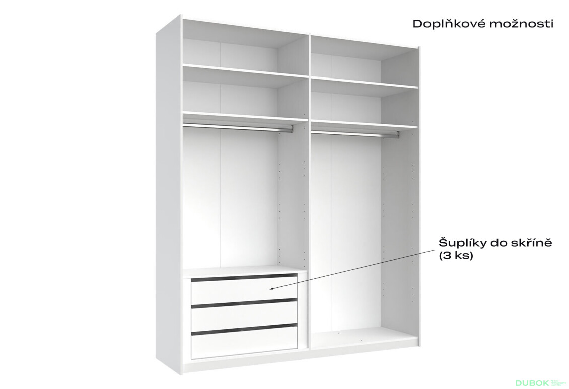 Fotografie 8 - Skříň s posuvnými dveřmi 2.0x2.4m (Dveře Lesklý Kašmír/Zrcadlo), série N Lily