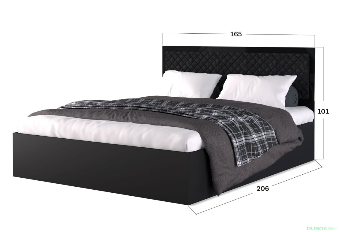 Fotografie 3 - Postel 1.6x2.0 Zvedací s rámem Lesklá Černá Enni