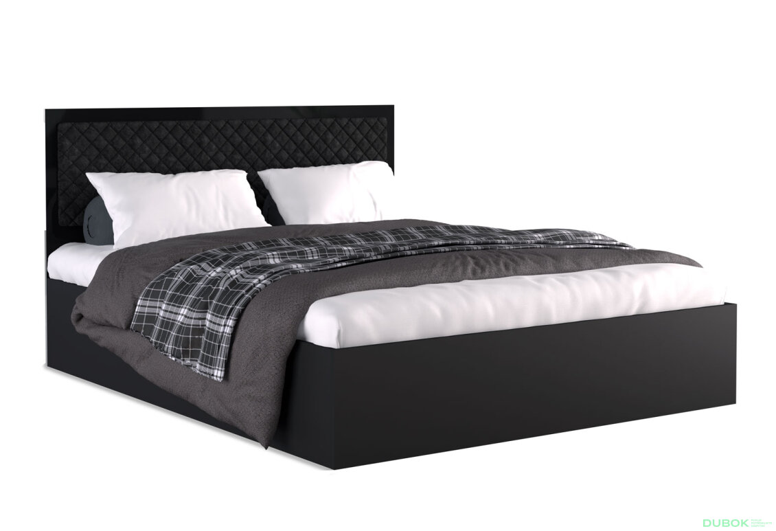 Fotografie 4 - Postel 1.6x2.0 Zvedací s rámem Lesklá Černá Enni