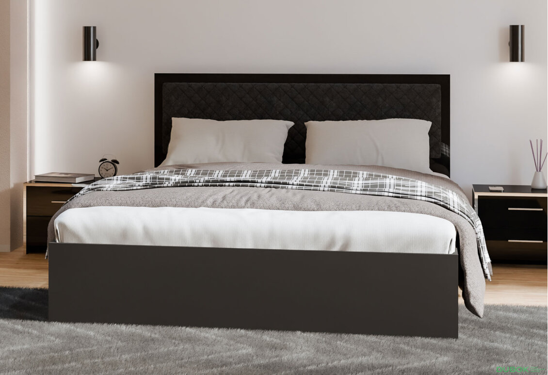 Fotografie 2 - Postel 1.6x2.0 Zvedací s rámem Lesklá Černá Enni