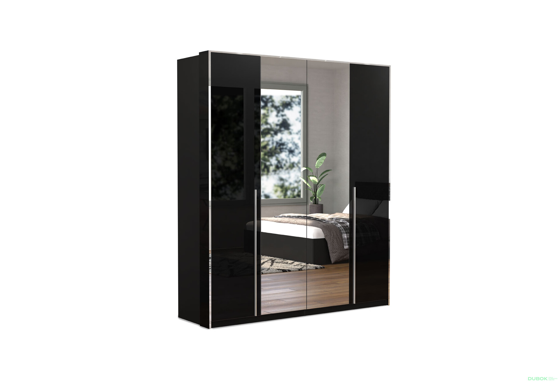 Fotografie 19 - Skříň 4dv Lesklá Černá série N Enni