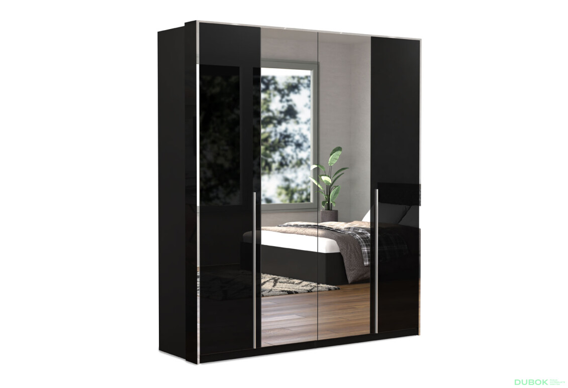 Fotografie 19 - Skříň 4dv Lesklá Černá série N Enni