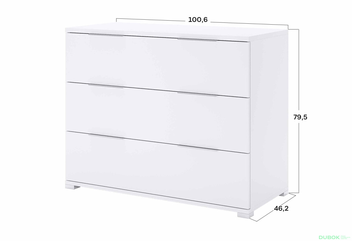 Komoda 3šx Super Mat Bílá Barton - Fotografie 3 Fotografie 3 - Komoda 3šx Super Mat Bílá Barton