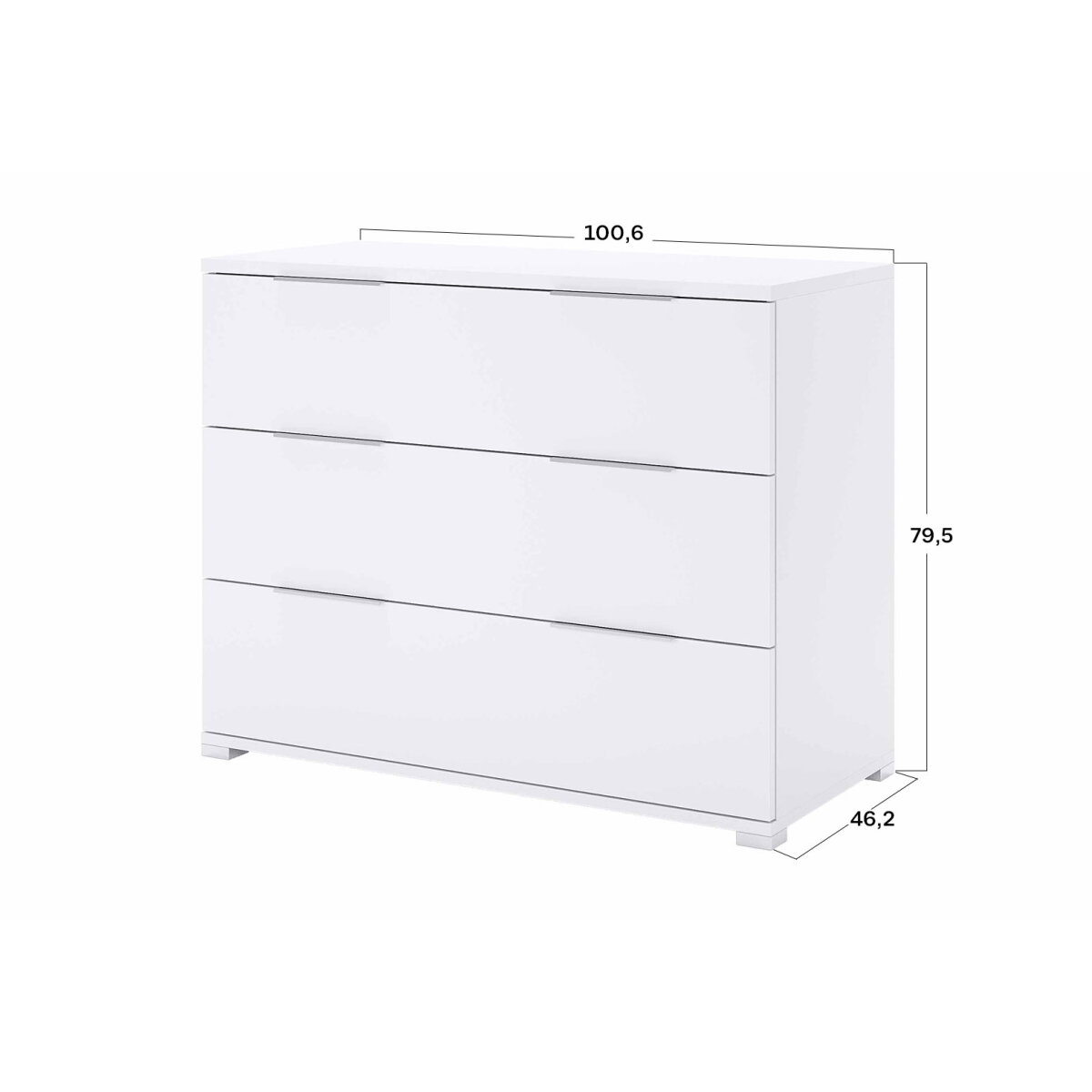 Komoda 3šx Super Mat Bílá Barton (obrázek 4)
