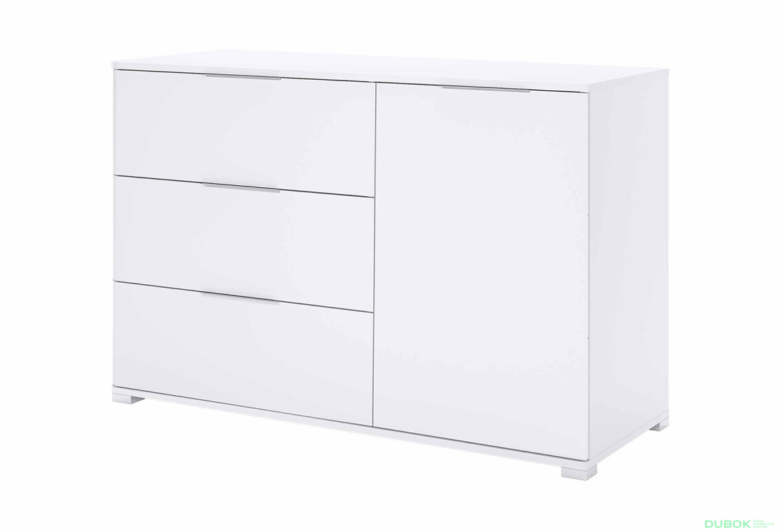 Komoda 1dveřová 3šuplíková Super Mat Bílá Barton - Fotografie 1 Fotografie 1 - Komoda 1dveřová 3šuplíková Super Mat Bílá Barton