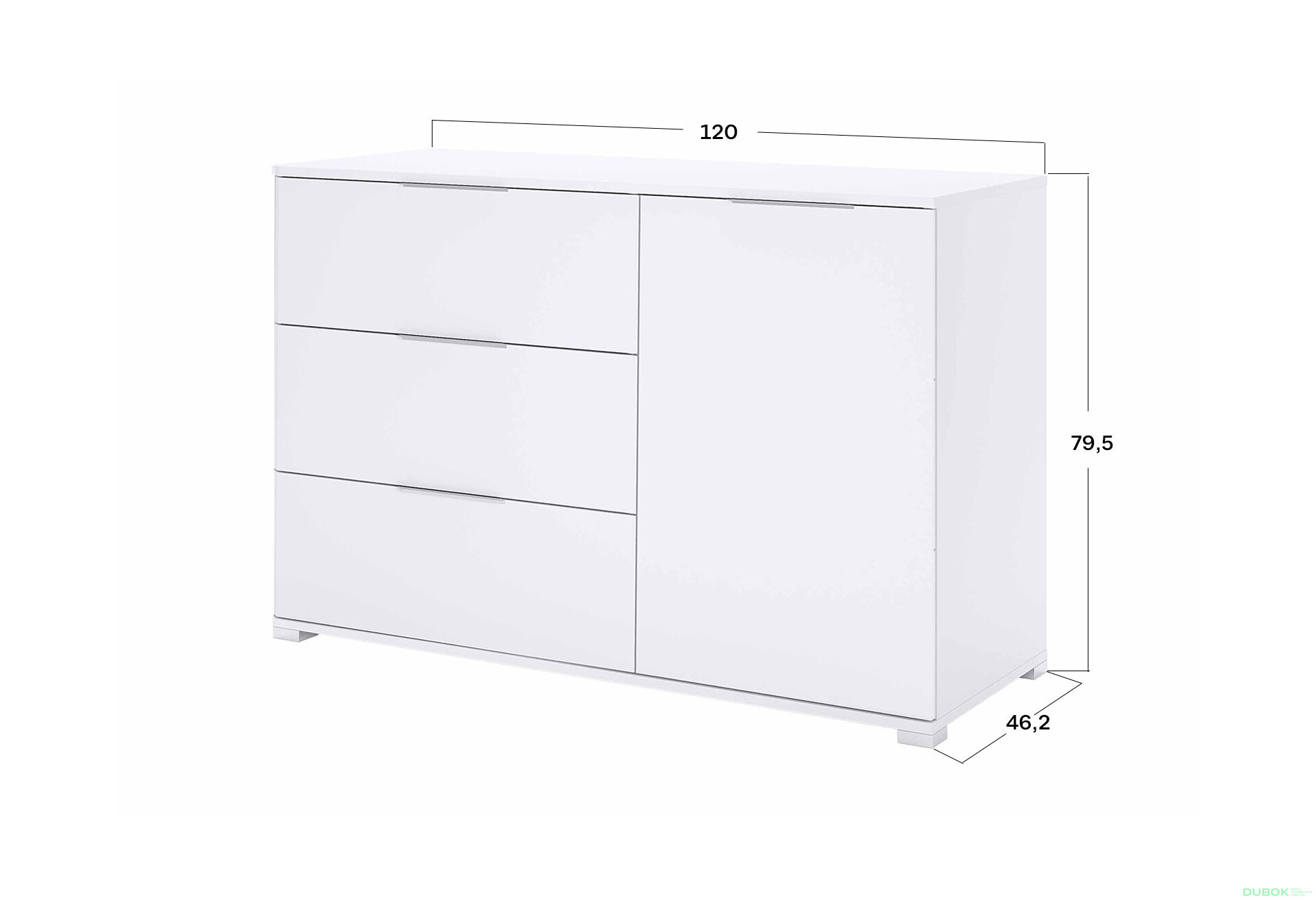 Komoda 1dveřová 3šuplíková Super Mat Bílá Barton - Fotografie 3 Fotografie 3 - Komoda 1dveřová 3šuplíková Super Mat Bílá Barton