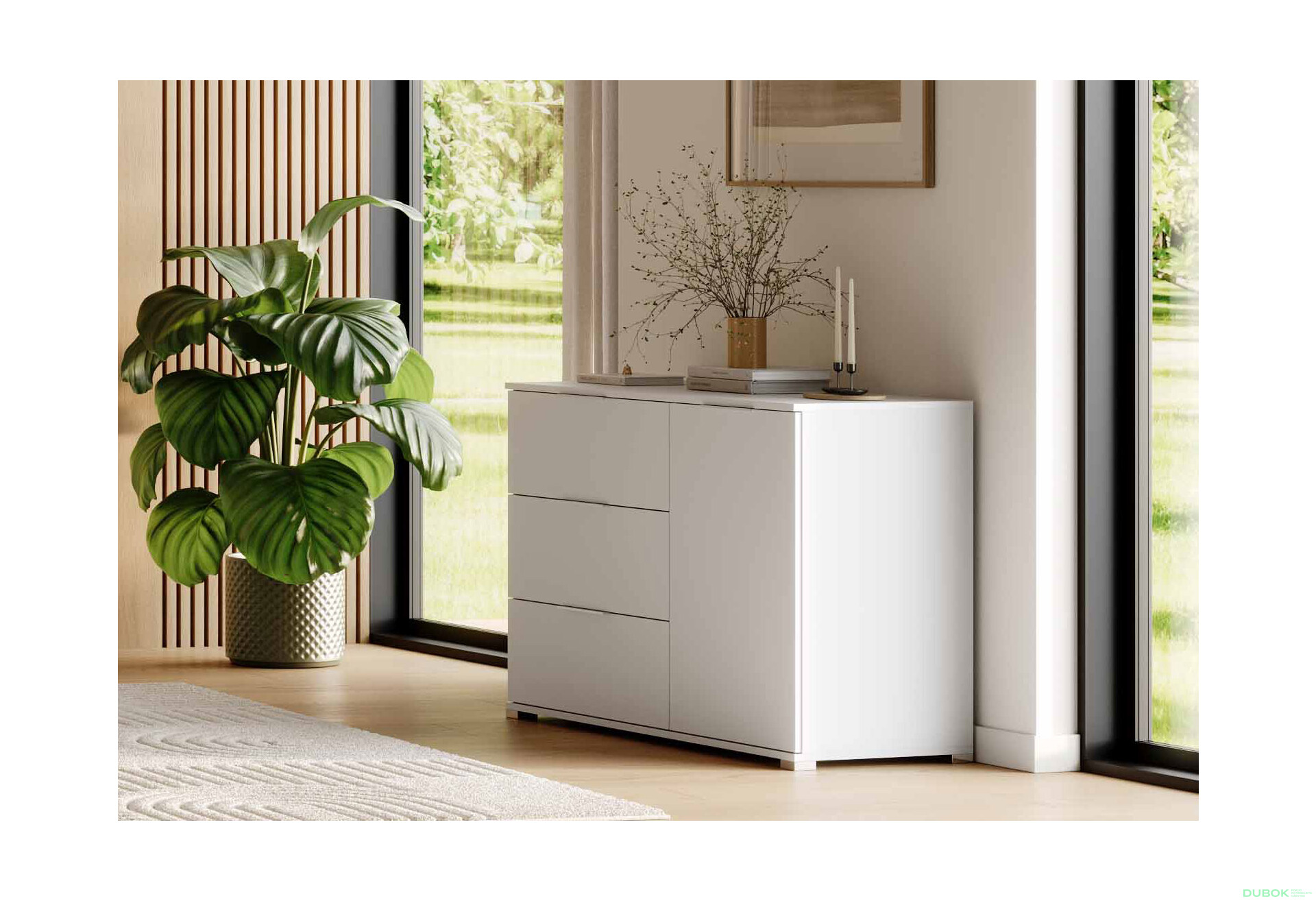 Komoda 1dveřová 3šuplíková Super Mat Bílá Barton - Fotografie 2 Fotografie 2 - Komoda 1dveřová 3šuplíková Super Mat Bílá Barton