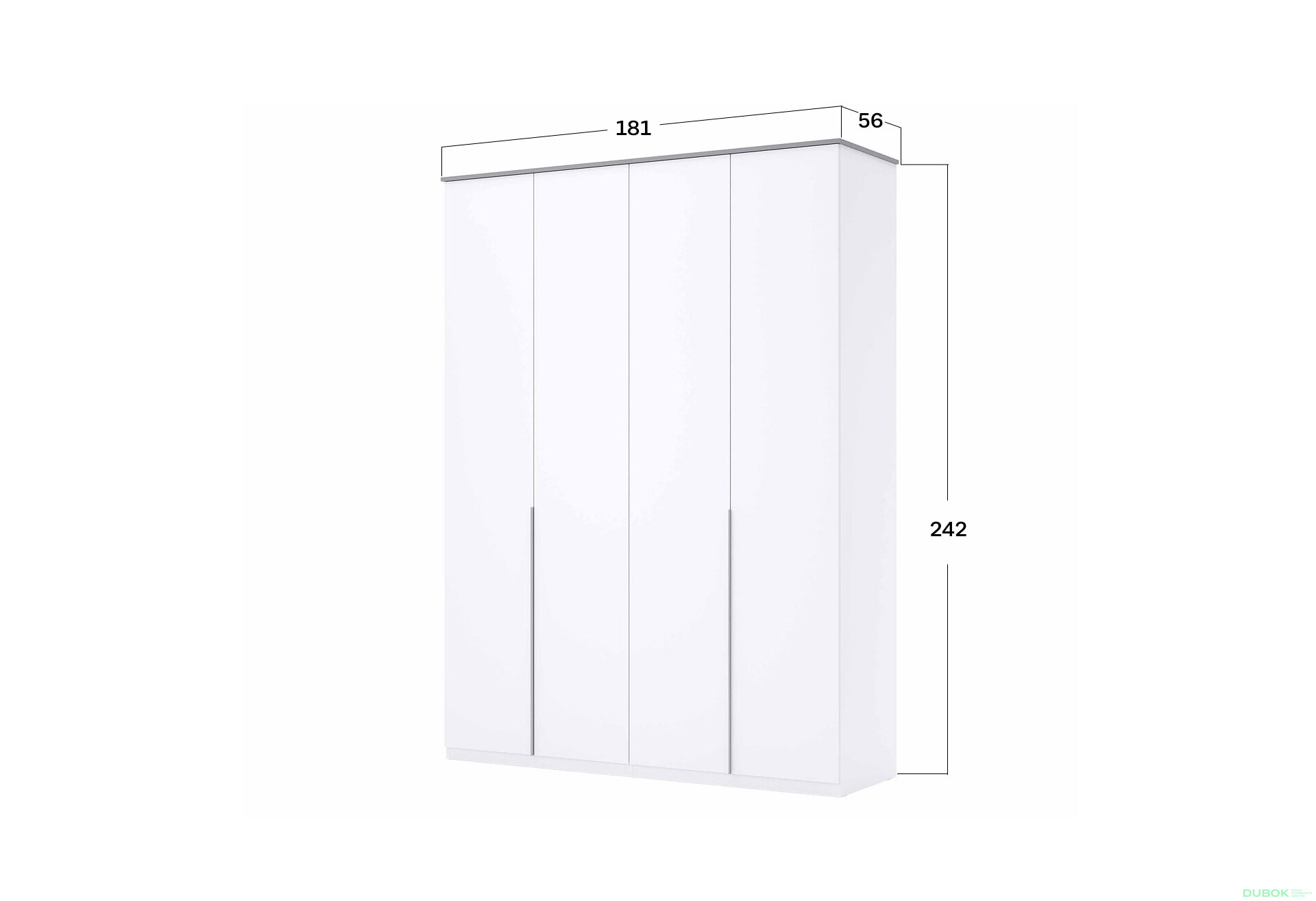 Skříň 4dveřová Bez zrcadel Super Mat Bílá série N Barton - Fotografie 4 Fotografie 4 - Skříň 4dveřová Bez zrcadel Super Mat Bílá série N Barton