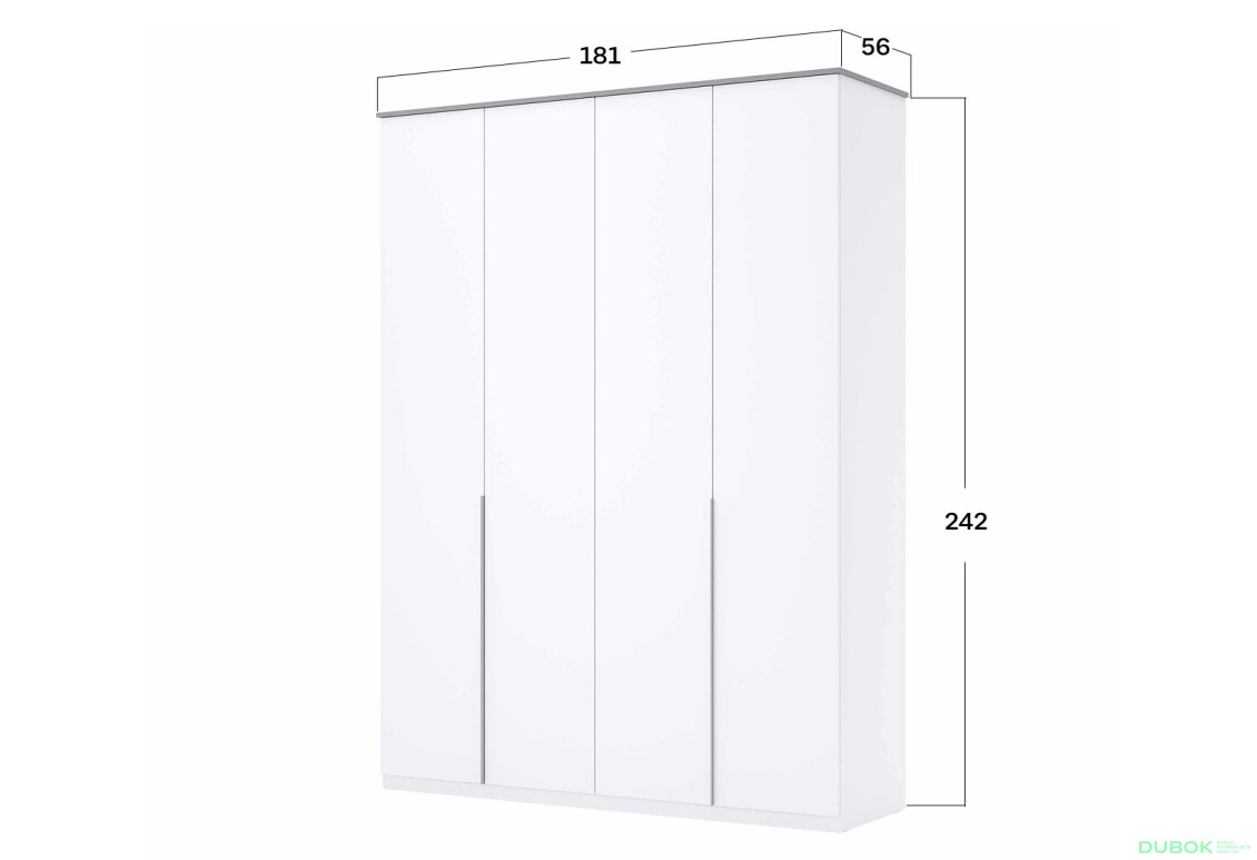 Skříň 4dveřová Bez zrcadel Super Mat Bílá série N Barton - Fotografie 4 Fotografie 4 - Skříň 4dveřová Bez zrcadel Super Mat Bílá série N Barton