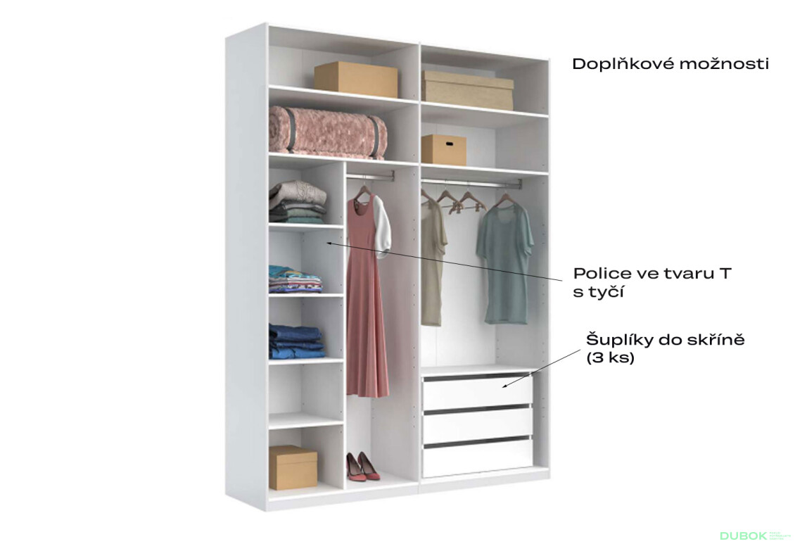 Skříň 4dveřová Bez zrcadel Super Mat Bílá série N Barton - Fotografie 7 Fotografie 7 - Skříň 4dveřová Bez zrcadel Super Mat Bílá série N Barton