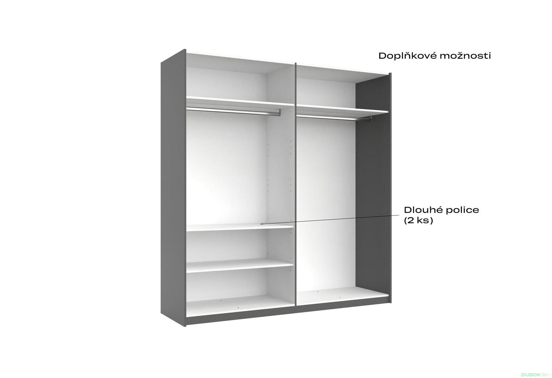 Skříň s posuvnými dveřmi 2,0x2,1m (Dveře Grafit/Zrcadlo) série N Doni - Fotografie 4 Fotografie 4 - Skříň s posuvnými dveřmi 2,0x2,1m (Dveře Grafit/Zrcadlo) série N Doni