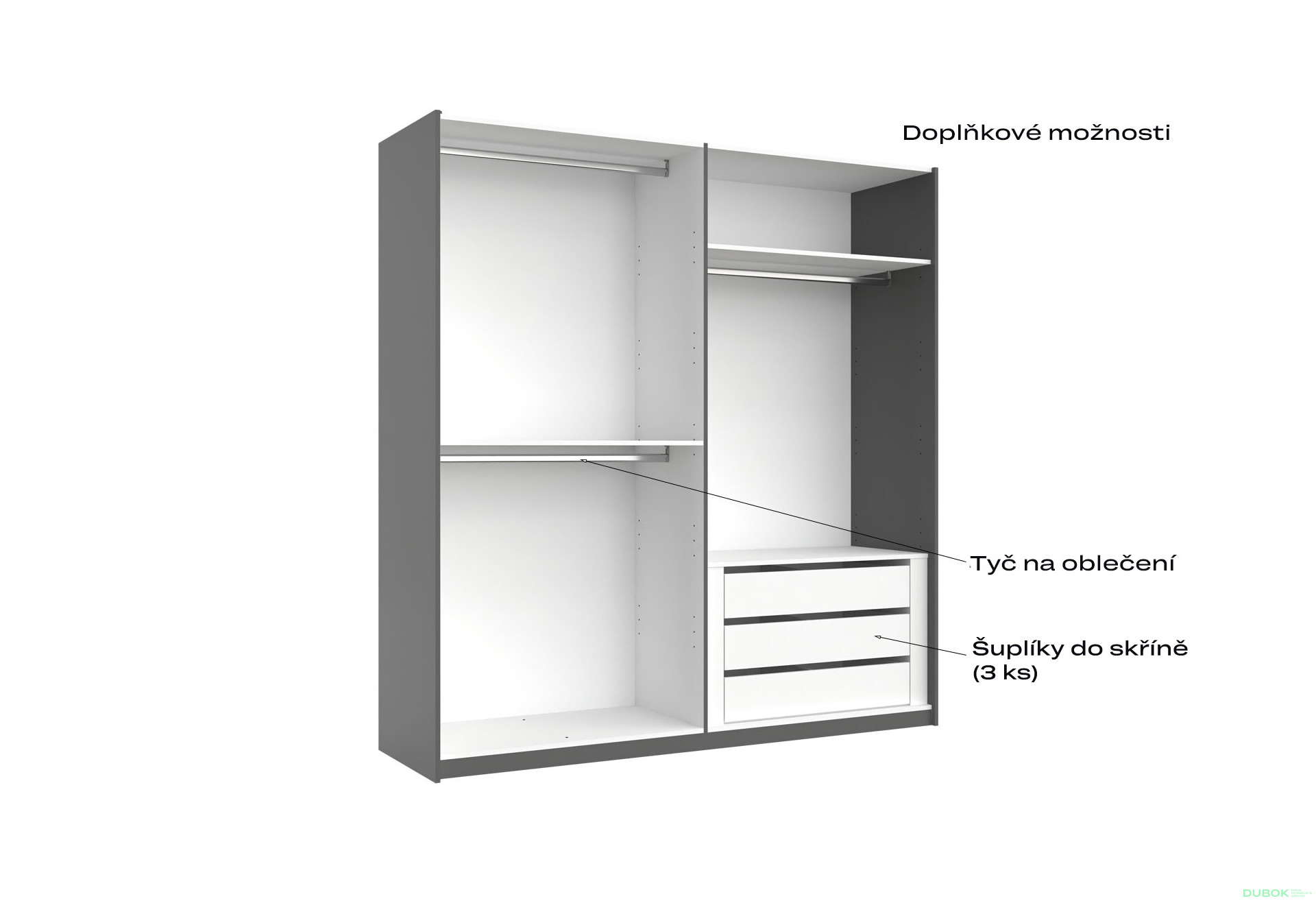 Skříň s posuvnými dveřmi 2,0x2,1m (Dveře Grafit/Zrcadlo) série N Doni - Fotografie 5 Fotografie 5 - Skříň s posuvnými dveřmi 2,0x2,1m (Dveře Grafit/Zrcadlo) série N Doni