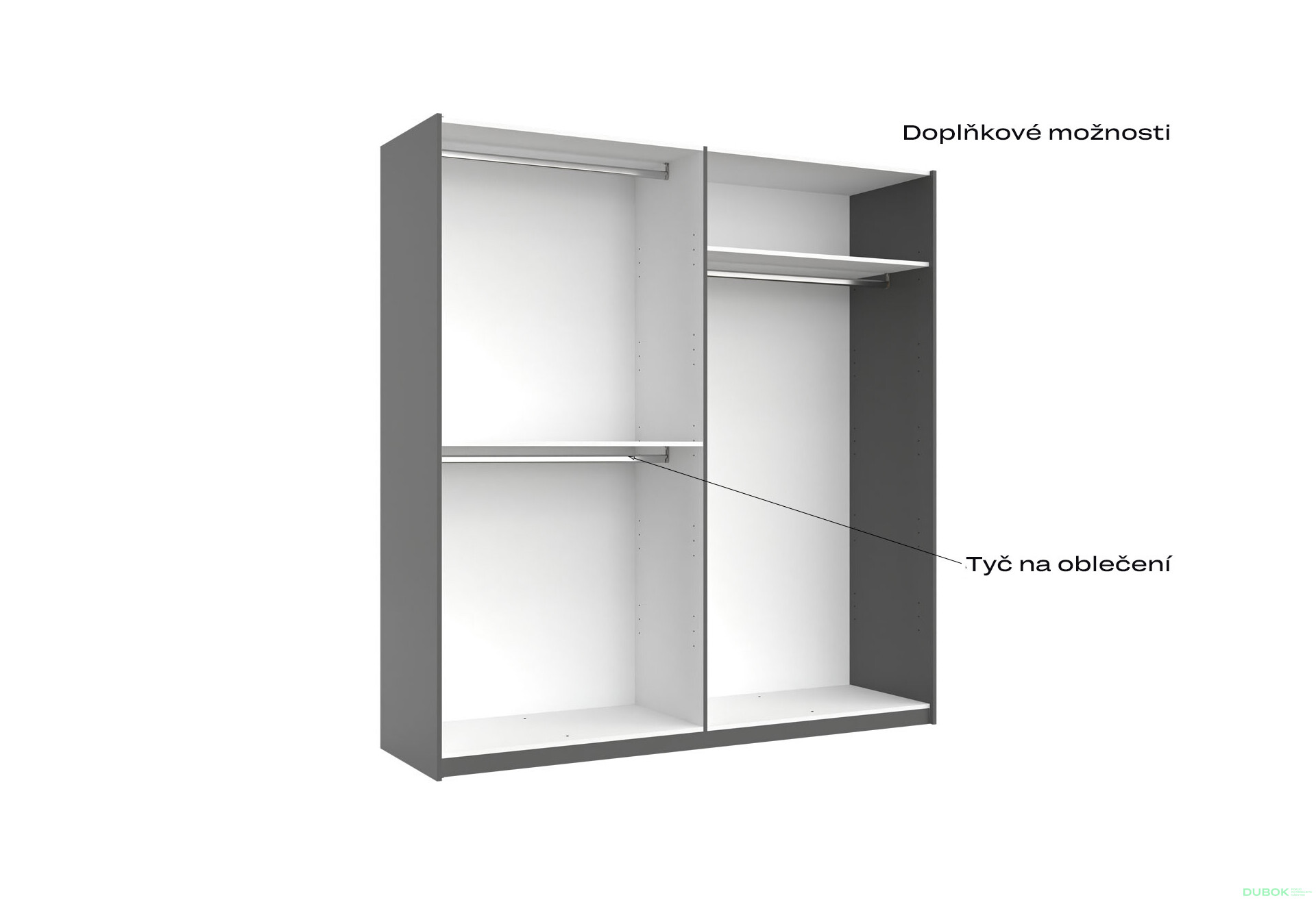 Skříň s posuvnými dveřmi 2,0x2,1m (Dveře Grafit/Zrcadlo) série N Doni - Fotografie 7 Fotografie 7 - Skříň s posuvnými dveřmi 2,0x2,1m (Dveře Grafit/Zrcadlo) série N Doni