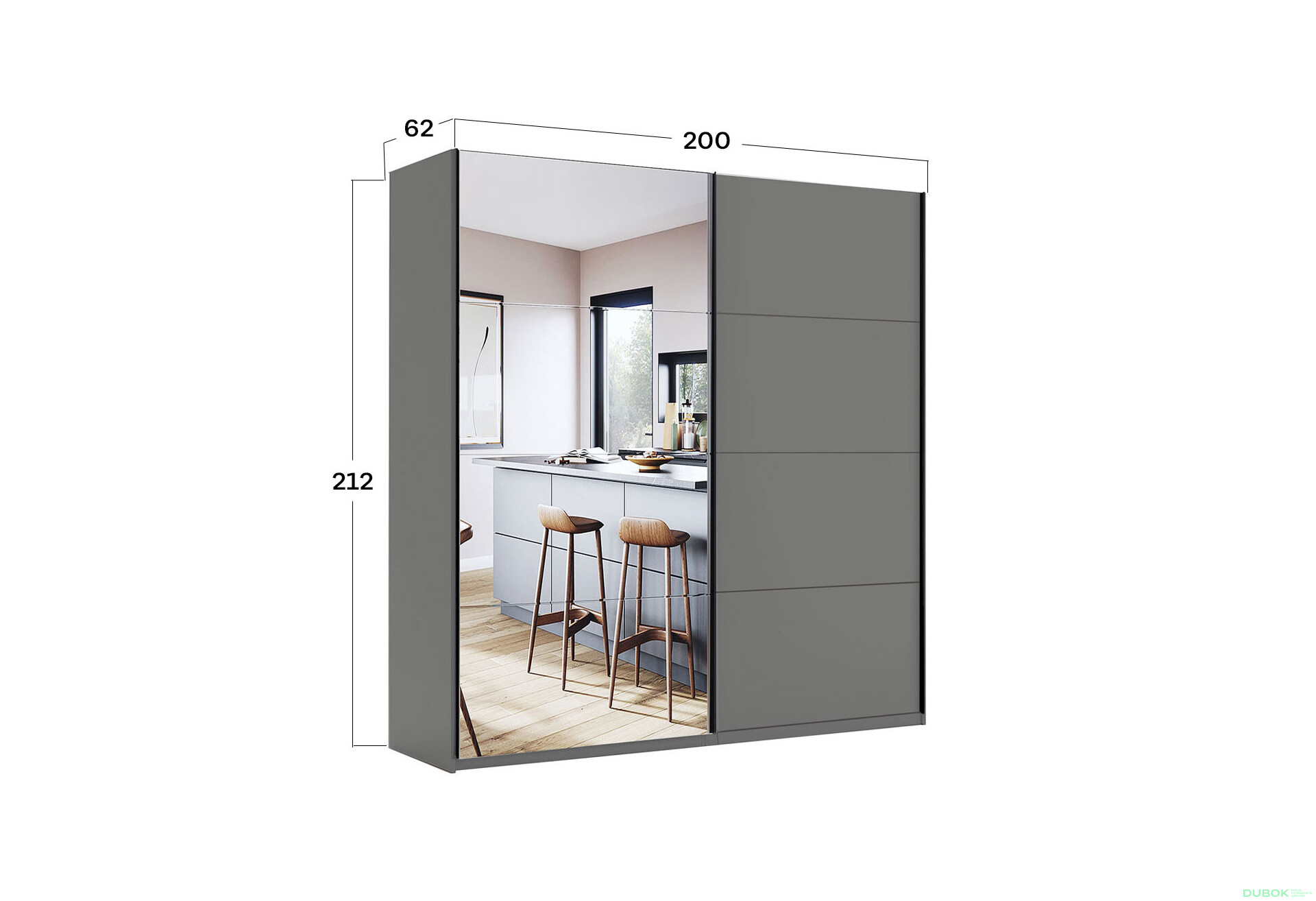 Skříň s posuvnými dveřmi 2,0x2,1m (Dveře Grafit/Zrcadlo) série N Doni - Fotografie 3 Fotografie 3 - Skříň s posuvnými dveřmi 2,0x2,1m (Dveře Grafit/Zrcadlo) série N Doni