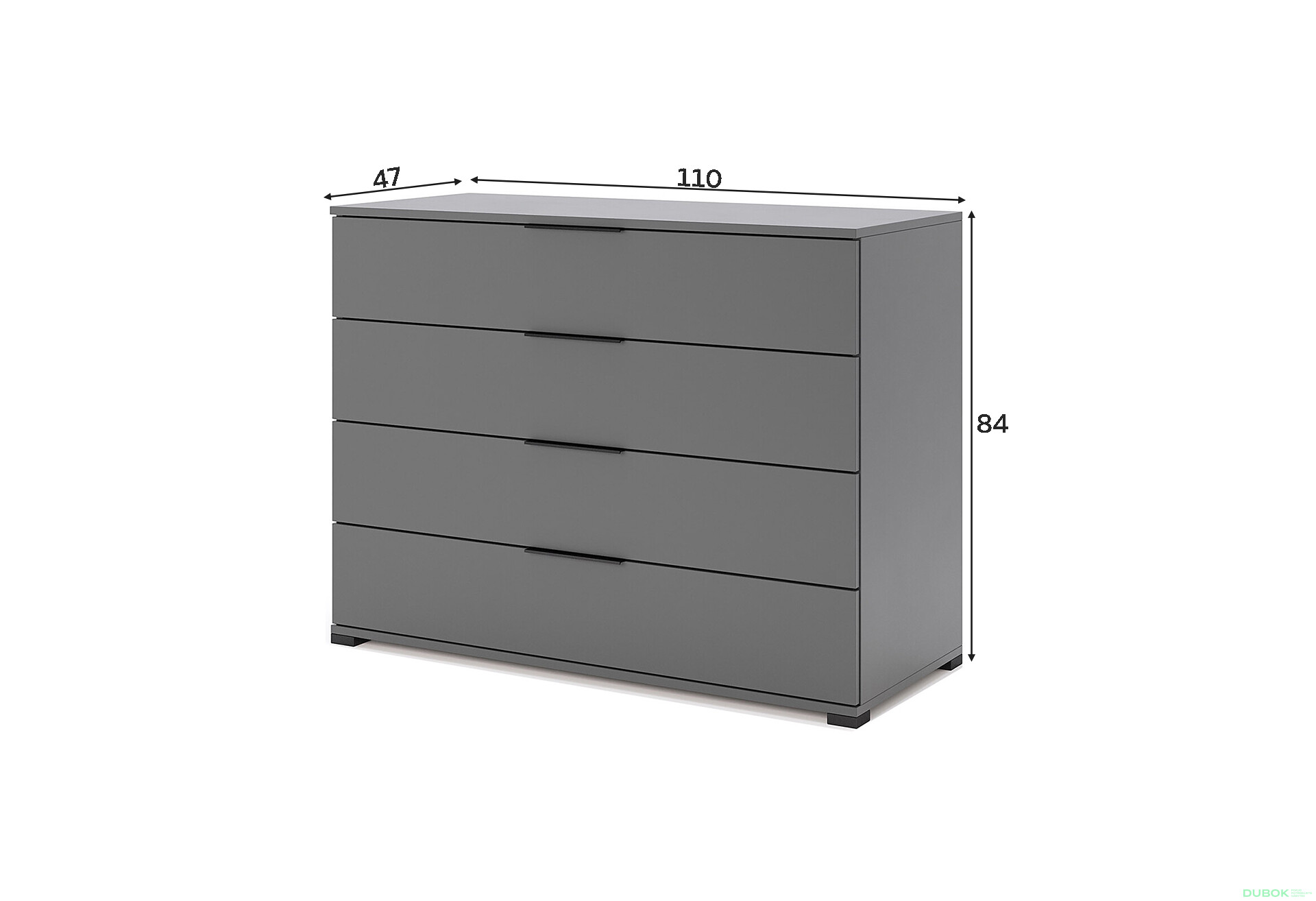 Fotografie 3 - Komoda 4š, grafit Doni