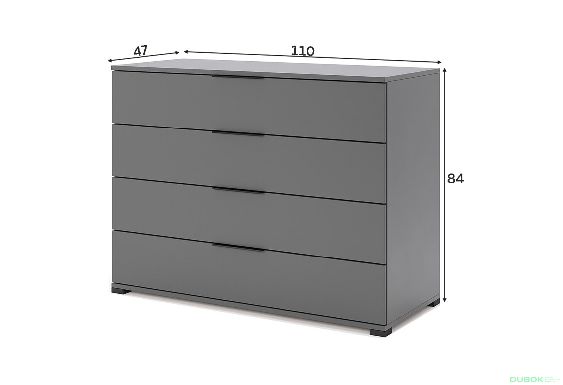 Fotografie 3 - Komoda 4š, grafit Doni