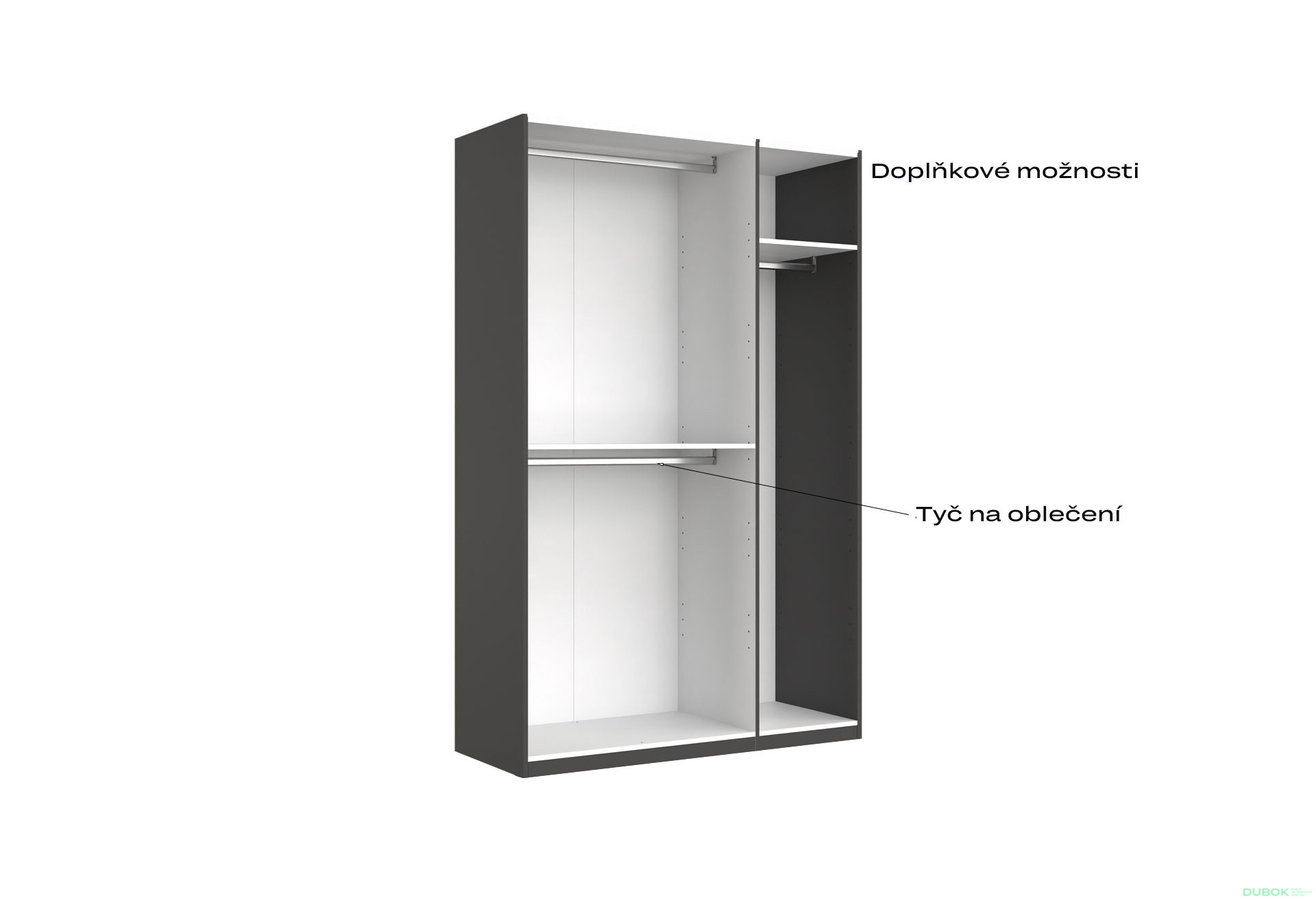 Skříň 3dv bez zrcadel série N, grafit Doni - Fotografie 5 Fotografie 5 - Skříň 3dv bez zrcadel série N, grafit Doni