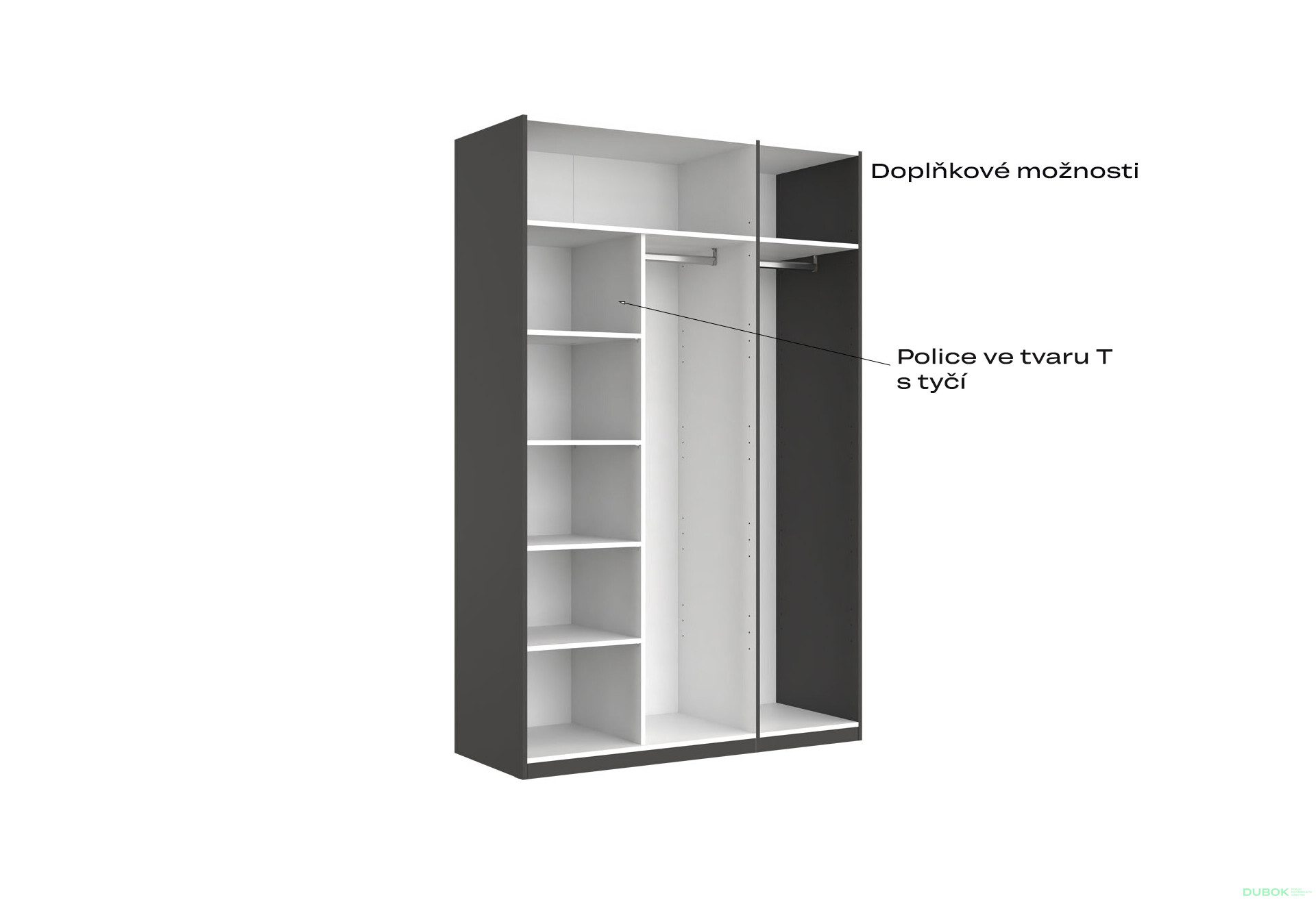 Skříň 3dv bez zrcadel série N, grafit Doni - Fotografie 7 Fotografie 7 - Skříň 3dv bez zrcadel série N, grafit Doni