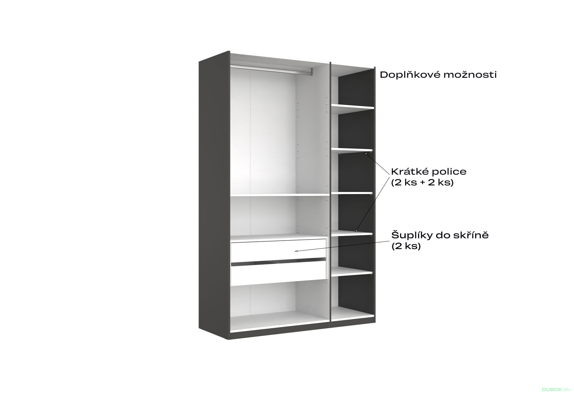 Skříň 3dv bez zrcadel série N, grafit Doni - Fotografie 9 Fotografie 9 - Skříň 3dv bez zrcadel série N, grafit Doni