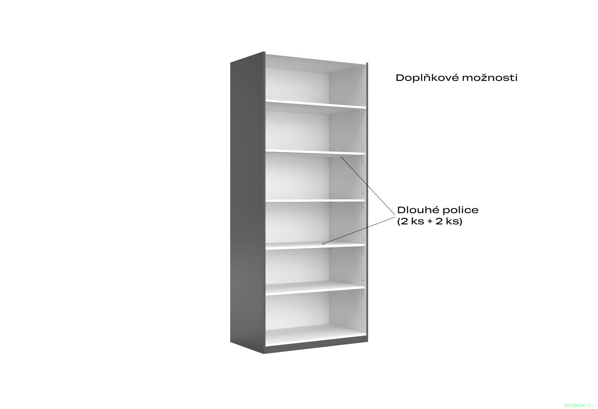 Skříň 2d bez zrcadel, série H, grafit Doni - Fotografie 6 Fotografie 6 - Skříň 2d bez zrcadel, série H, grafit Doni