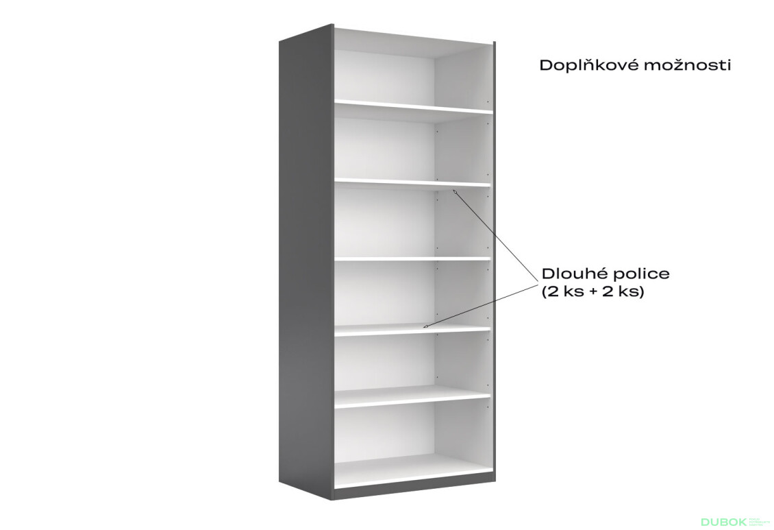 Skříň 2d bez zrcadel, série H, grafit Doni - Fotografie 6 Fotografie 6 - Skříň 2d bez zrcadel, série H, grafit Doni