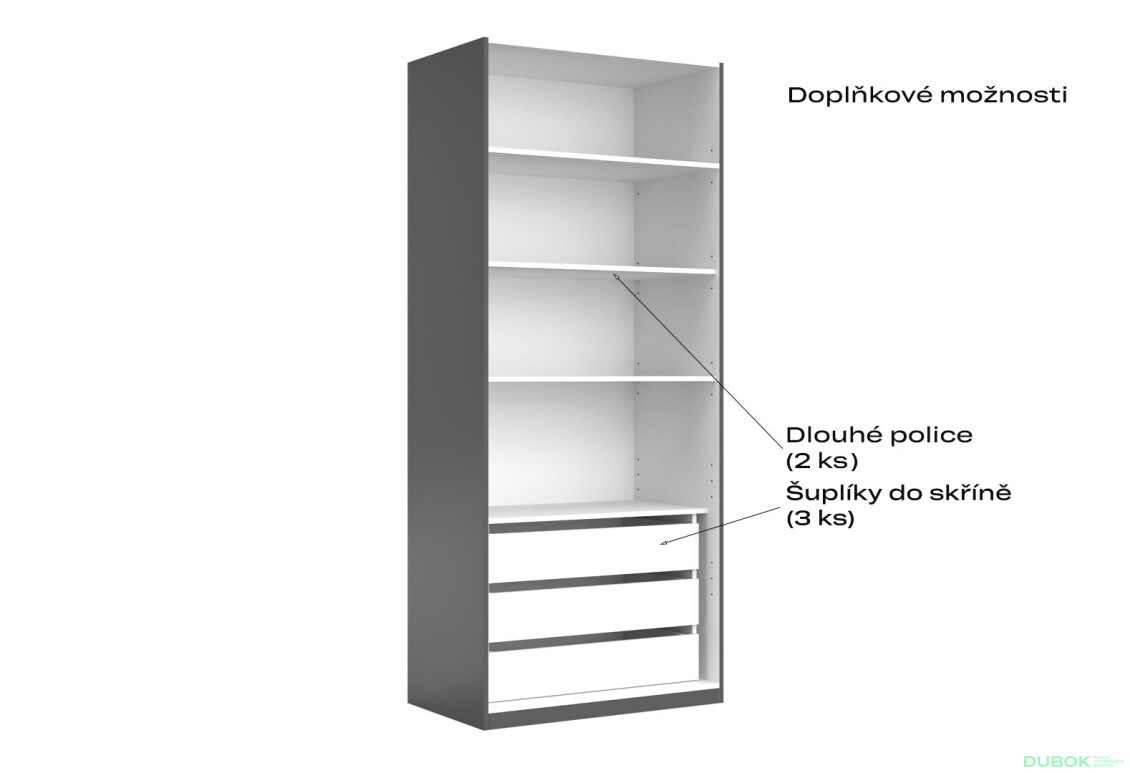 Skříň 2d bez zrcadel, série H, grafit Doni - Fotografie 7 Fotografie 7 - Skříň 2d bez zrcadel, série H, grafit Doni